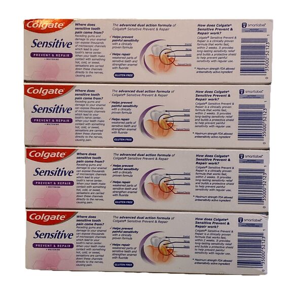 (4) Colgate Sensitive Toothpaste Maximum Strength Whitening Prevent Repair 6 oz - Picture 2 of 3
